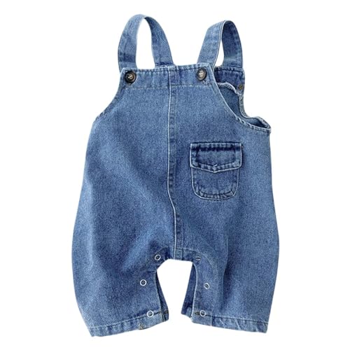 Baby Latzhose Sommer Kurz - Zerstörte Jeans Mit Herz-Blume Für Mädchen 6M-3J