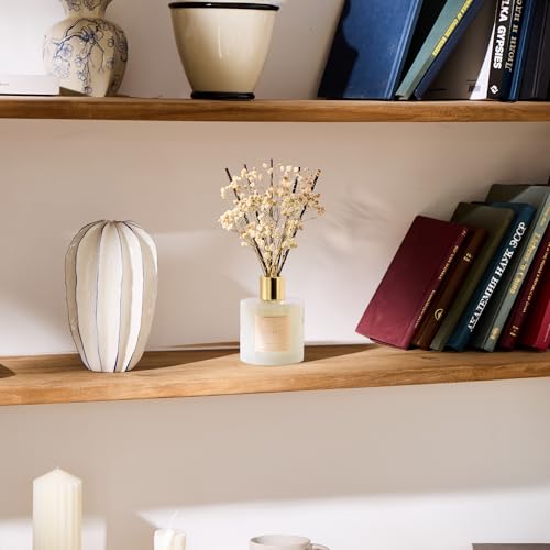 Image of COCORRINA Reed Diffuser - Moroccan Amber 6.7 Fl.oz Reed Diffuser Set with Sticks & Preserved Baby's Breath, Reed Diffuser for Home Bathroom Shelf Decor