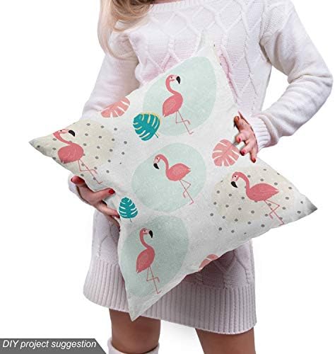 Ambesonne Tropical Fabric by The Yard, Flamingo Birds on Polka Dots Exotic Monstera Leaves Pastel Hawaiian, Decorative Fabric for Upholstery and Home Accents, 1 Yard, Coral Seafoam - 4
