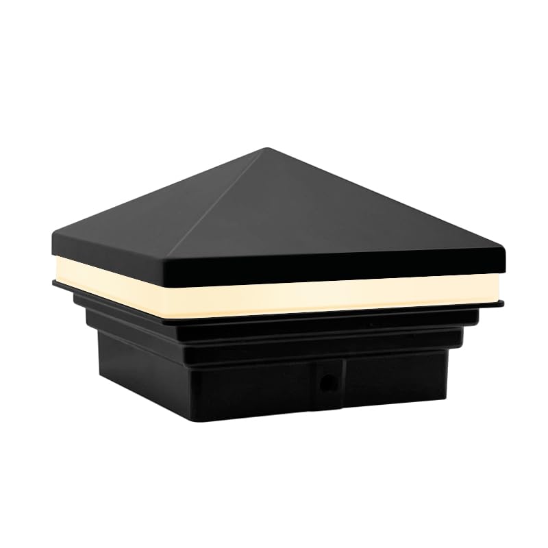 GKOLED Low Voltage Pyramid Post Cap Light, 3W 12V AC/DC, for 4"x4" and 3.5"x3.5" Wood or Vinyl Posts, 3000K Warm White, IP65 Rated Waterproof for Outdoor, Black-image-19