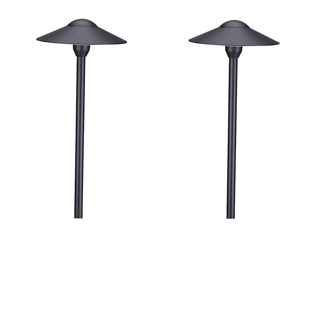 Arrownine Aluminum Cast Low Voltage Landscape Path Area Spread Lighting,Included Ground Spike Free Replaceable 3 Watts G4 LED Bulb Warm White 2-Pack (Black Finish)