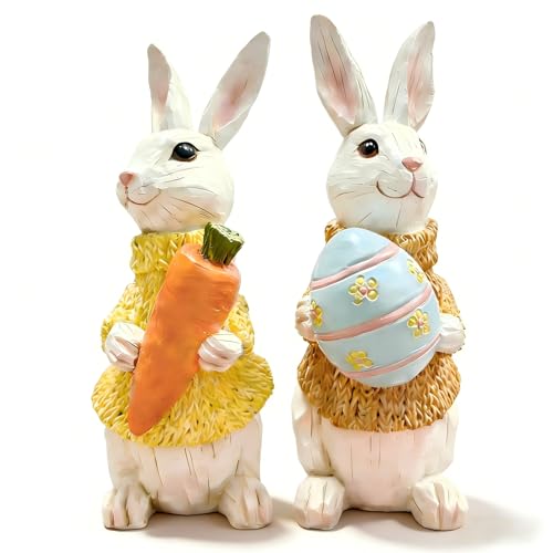 Figuras Decorativas Conejo de Pascua Resina 2 Piezas