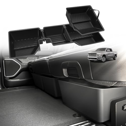 VaultsOnWheels Under Seat Storage Box for Dodge Ram 1500 2026 2025-2019 Crew Cab Accessories Custom Fit Detachable Rear Underseat Organizer (No for Classic and Trim w/o Factory Under-seat Storage)