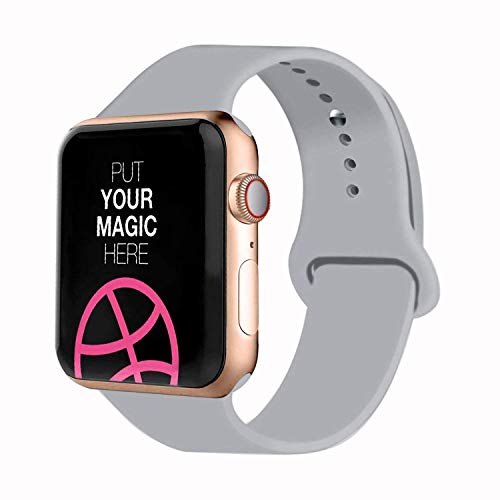 VATI Sport Band Compatible for Apple Watch Band 42mm 44mm, Soft Silicone Sport Strap Replacement Bands Compatible with 2019 Apple Watch Series 5, iWatch 4/3/2/1, 42MM 44MM M/L (Fog)
