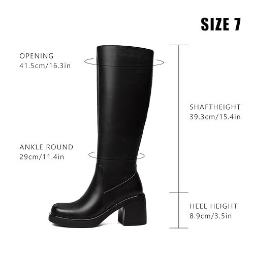 Knee High Boots for Women Square Toe Tall Boots Chunky Heeled Fashion High Boots with Side Zipper2