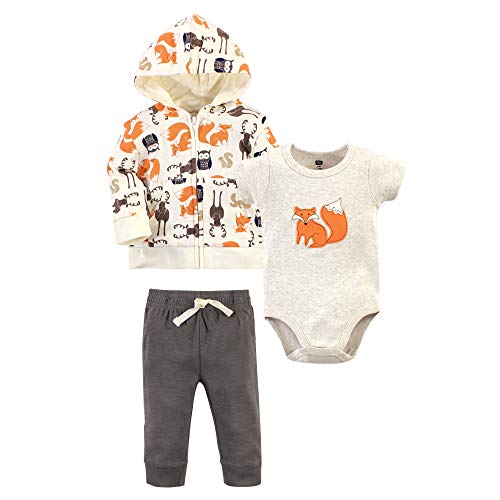 Hudson Baby Unisex Baby Cotton Hoodie, Bodysuit or Tee Top and Pant Set