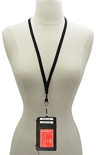 New RFID Premium Leather ID Window Credit Cards Zipper Neck Wallet2