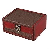 Gdfnmogo Caja de almacenamiento de joyas de madera vintage con cierre de hebilla, organizador de estilo antiguo para aretes, anillos y collares, pequeña caja de recuerdo para decoración del hogar (A)