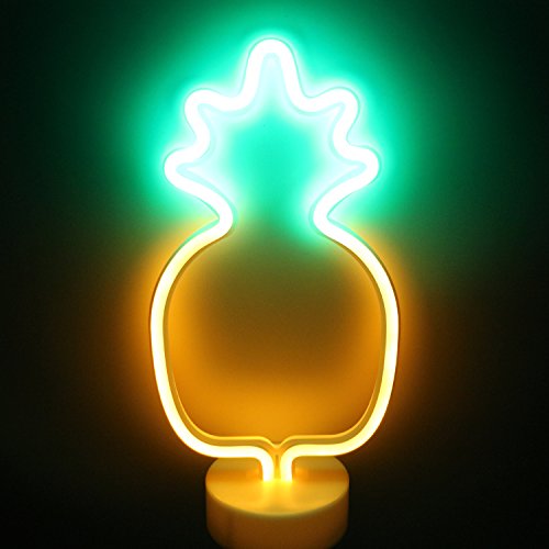 XIYUNTE Ananas néon Light avec base Veilleuses, LED Ananas Lampes d'ambiance Vert Signes Batterie Opération veilleuses, Luminaires...