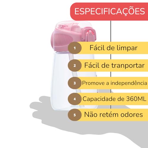 Garrafinha Com Tampa Para Viagens e Passeios Buba Antivazamento (Rosa)