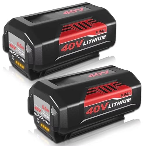 Enermall 2Pack 6.0Ah OP40601 Replacement for Ryobi 40V Battery Compatible with Ryobi 40 Volt Battery Lithium OP4040 OP40401 OP4026 OP40261 OP4050 OP40201 Compatible with 40V Battery Power Tools (Red)