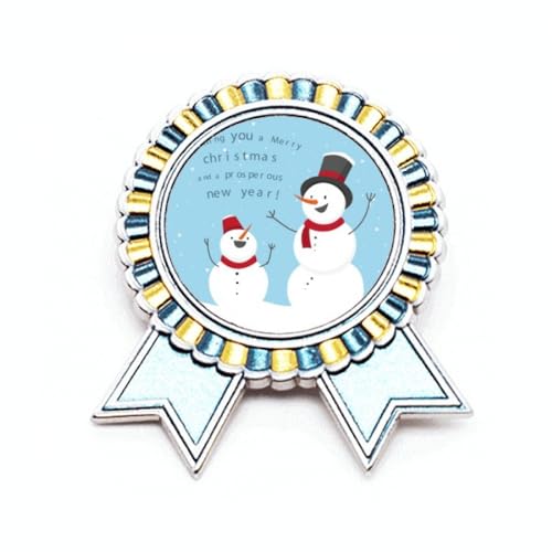 Broche bonhomme de neige bleu en métal pour veste et écharpe