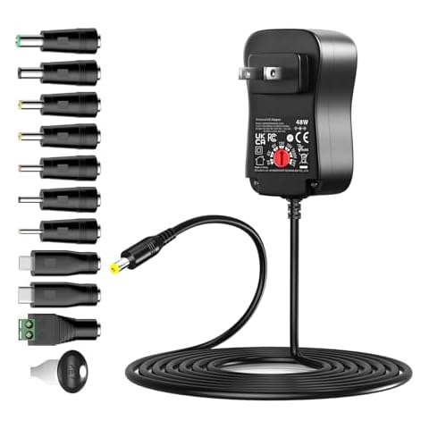 Basicvolt 24V DC Power Supply 5V 6V 9V 12V 15V 19V 20V 24Volt Universal Power Charger 48W Adjustable Voltage AC DC Adapter for Switching Led Strip Light Household Electronics Dc24v Power Cord Cover