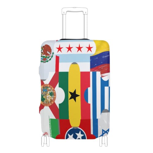 Housse de valise élastique motif drapeau international Grèce pour voyage M 22-24