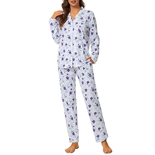 Image of Tugege Pajamas Set Long Sleeve Sleepwear Womens Button Down Nightwear Pj Sets