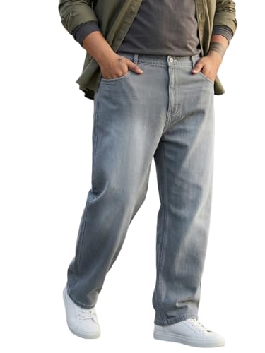 Image of Urbano Plus Men's Loose Baggy Fit Washed Jeans Non-Stretchable