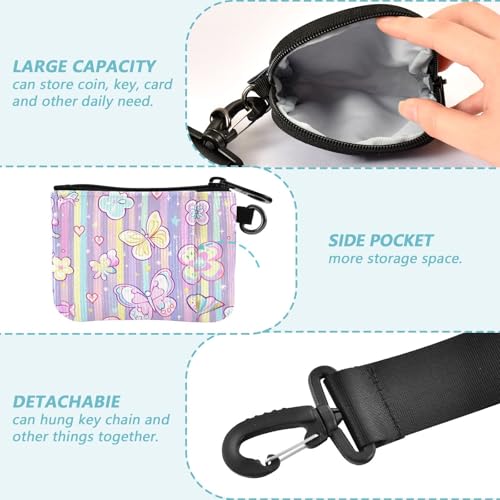 Butterflies Flowers Cartoon Women's Coin Wallet Card Holder Compact Size Women Credit Card Case Coin Purse with Zipper Coin Pocket for Women 2 Pcs3