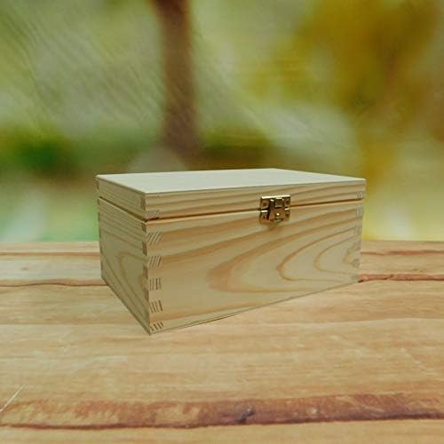 HomeDecoArt New Natural Wooden Box Unpainted Case, Pine Wooden Box for Make Up, Pictures or Jewellery, Earrings, Unique Gift Trendy Art and Craft Project, Strong Wood Storage Keepsake