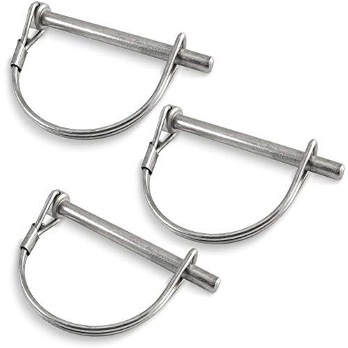 Stainless Steel PTO Round Shaft Locking Trailer Hitch Pin – 1/4" x 2-1/4" (3-Pack)