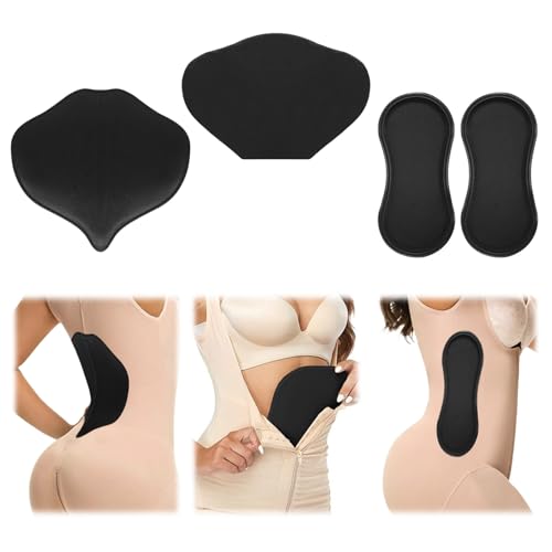 Lyreh 4pcs Ensemble de Planches de Compression Abdominale Latérale, Protections Latérales Mousse Lipo avec Planche Compression Abdominale Plate et Panneau Dorsal Lombaire(Noir)