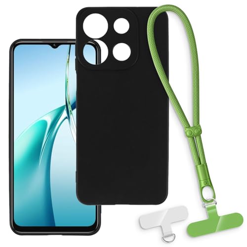 OAGELIM 2-in-1�ی�P�[�X�ƃ��X�g�X�g���b�v Oukitel C57S �Ƃ̌݊������� ���O���\�ȃ��j���[�h�t���d�b�J�o�[�A����~�ߕ����h�~�O���b�v�n���h�� (�u���b�N + �O���[��)