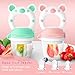 HAOBAOBEI Baby Fruit Feeder with with 2 Extra Teats, Toddler Eating Essentials, BPAFree Feeding Supplies, Silicone Fresh Food Feeder for Safe Infant Self Feeding (Bear- Blue Pink)