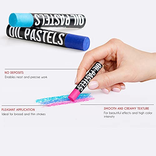 image for Zenacolor - Set of 48 Oil Pastels - High-Pigment Water-Resistant Oil P