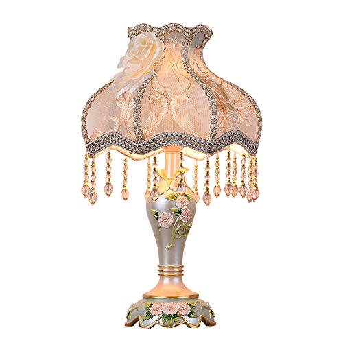 European-Style Table lamp, Romantic Warm Princess Living Room Personality Luxury Creative Simple Hotel Bedroom Bedside lamp, Resin dske lamp Garden Table lamp Bedroom Bedside lamp E27,110V~240V