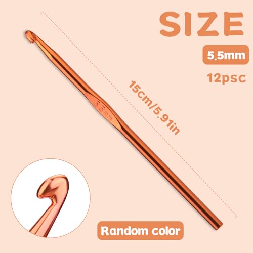 Image of UzecPk 12PCS 5.5mm Aluminum Crochet Hooks, Size I (Size 9) Crochet Hook, Metal Crochet Needles Crochet Hooks Bulk for arn Craft Beginners Women Adults