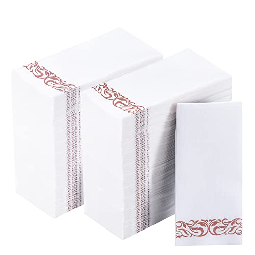 Vplus 400 Pack Paper Napkins Guest Towels Disposable Premium Quality 3-ply Dinner Napkins Disposable Soft Absorbent Party Napkins Wedding Napkins for Kitchen Parties Dinners or Events(rose gold)