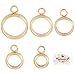 Beebeecraft 50Pcs 5 Size Ring Bail Beads Charm 18K Gold Plated Hanger Links Connectors with Loop European Spacer Beads Pendant for Bracelet