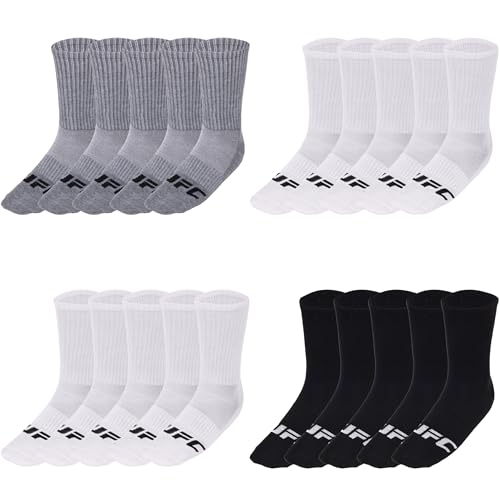 Concept One UFC Socks, 20 Men's Athletic Crew Sock Pairs, Multicolor, 6-12 US