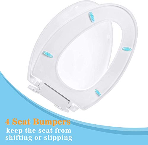 MUYE Elongated Slow-Close White Toilet Seat Never Loosen Removable Toilet Seats No Slamming Easy Installation & Clean