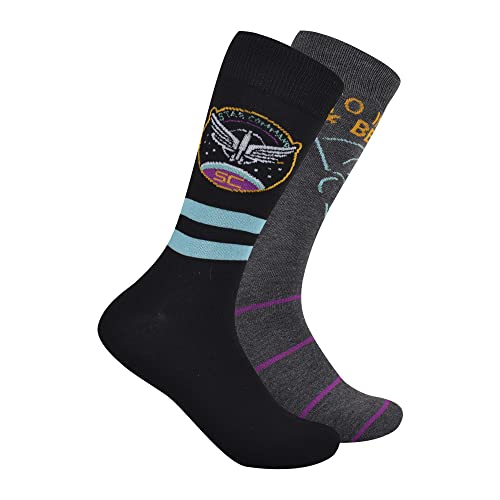 Disney Men's to Infinity Crew Sock, Black (2 Pack), 10-13
