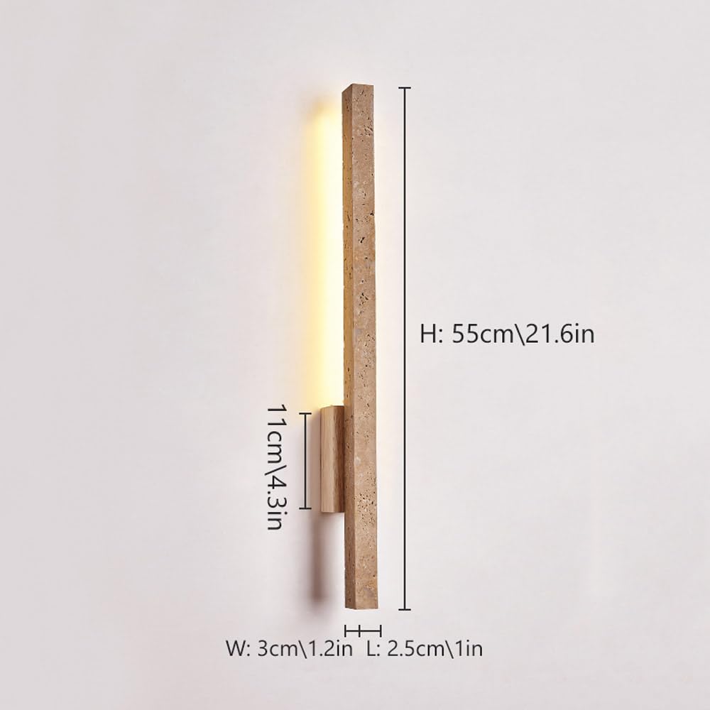 Applique da parete moderna a striscia lunga, lampada da parete in marmo giapponese Wabi-sabi, lampada da parete in travertino giallo, apparecchio di illuminazione da parete lineare a LED