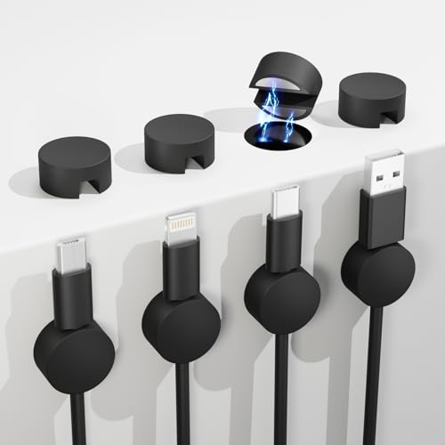 Roctee 8 Pack Clips Magnéticos para Cable, Organizadores de Cable con Imán para Escritorio y Oficina, Soportes para Carga y Gestión de Cables para Interior y Exterior miniatura 1
