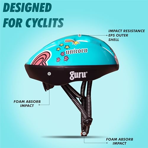 Image of GURU Cycling Helmet, Light Weight with Superior Ventilation, Helmet for Mountain, Road Bike & Skating Helmet with Premium White EPS Foam Lining, Ideal for Adults and Kids