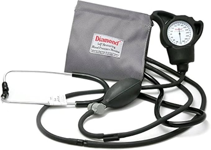 Diamond BPDL231 Dial Type Blood Pressure Monitor with Built-In Stethoscope | Aneroid BP Apparatus for Self-Measurement & Home Healthcare | Upper Arm Adult Cuff with D-Ring & Carrying Case (Black/White)-image-21