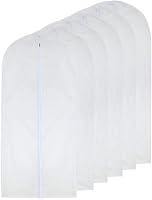 HomeClean 6-Pack 24x40 Inch White Breathable PEVA Garment Bags for Hanging Suits, Dresses, Closet Storage - Dustproof Wrinkle-Free Suit Covers