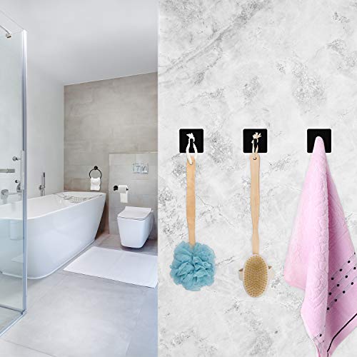 EAONE 4 Pieces Bathroom Hardware Accessories Set, 304 Stainless Steel Wall Mounted Toilet Paper Holder Towel Ring Holder and Adhesive Robe Towel Hooks, Matte Black - Thumbnail 6
