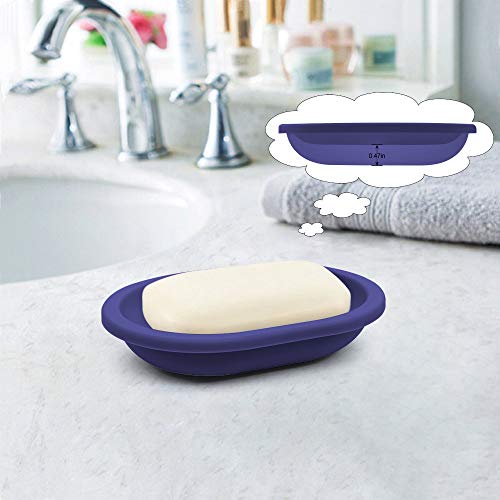 Feidol Soap Dish With Water Drainage Design For Drying And Saving Soap, Bathroom Kitchen Sponges Holder (Purple - Oval) 2 Pack #TOP5
