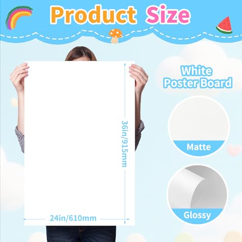 Image of 24x36 inches White Poster Board, 30 Packs Large poster paper, Heavyweight Poster Paper Bulk, Blank Display Board for School, Office & Craft Projects