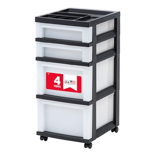 IRIS USA Plastic Drawer Storage Organizer Rolling Cart,...