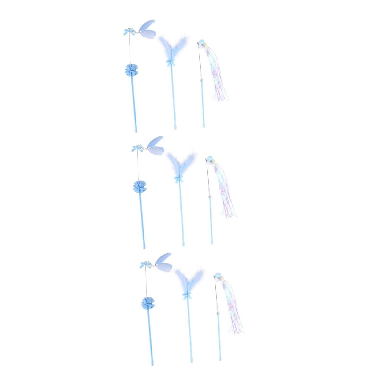 BESPORTBLE 9pezzi Giocattolo Interattivo Per Gatti Di Pendenti Colorati Con Piume e Campanelli Giochi Teaser Per Gattini Accessori Per Divertimento e Esercizio Felino