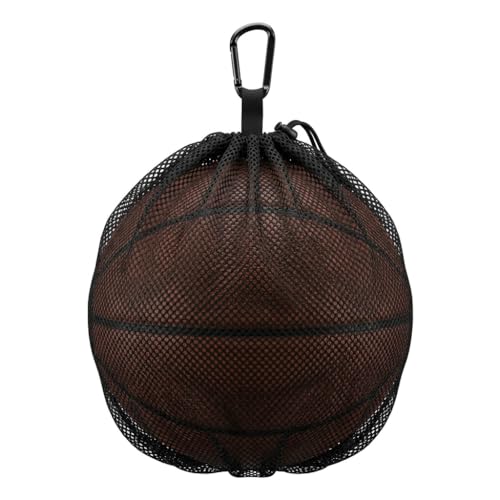 Sac à Ballon en Maille Filet Noir 33x15cm, Sac de Transport Portable avec Cordon de Serrage pour Basketball, Football, Volleyball, Sac à Dos Pratique pour Entraînement et Matchs en Extérieur