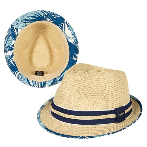 Image of Comhats Oversize XL XXL Mens Summer Straw Fedoras Sun Hats Panama Derby Packable 57-64cm 22.4 inch-25.2 inch 7 1 /8-8