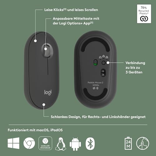 Logitech Pebble Mouse 2 M350s grafit