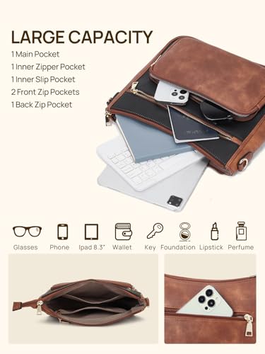 Image of Telena Vegan Leather Crossbody Bags for Women Travel Shoulder Hobo Bag Bucket Large Purse Straps Replacement