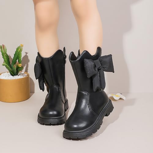 IWIHMIV Toddler Riding Boots Mid Calf Winter Shoes Girls Comfortable Flat Bottom Non Slip Boots with side Zipper3