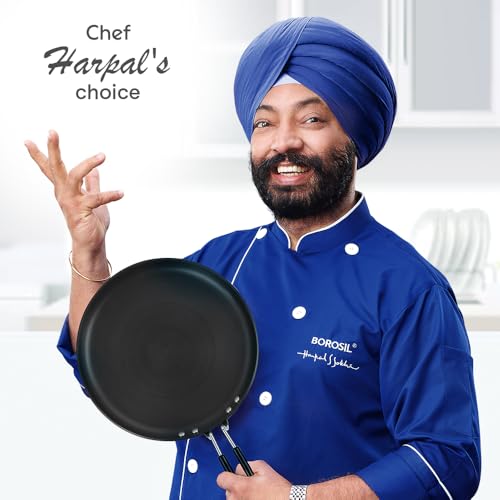 Image of Borosil 30 cm Hard Anodized Flat Tawa | Aluminium Grade 3003 | Glossy Exterior & Matt Interior | Even Heat Distribution | Easy to Clean | 5 Years Warranty